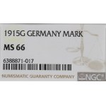 Nemecko, 1 marka 1915 G, Karlsruhe - NGC MS66
