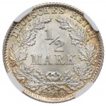 Nemecko, 1/2 marky 1918 D Mníchov - NGC MS66