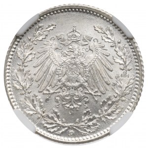 Nemecko, 1/2 marky 1918 D Mníchov - NGC MS67