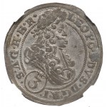 Sliezsko pod vládou Habsburgovcov, Leopold I., 3 krajcary 1696, Brzeg - NERELEVANTNÉ NGC MS66