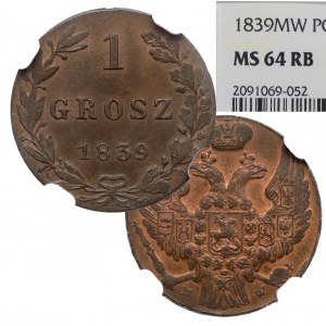 Zabór rosyjski, Mikołaj I, 1 grosz 1839 - NGC MS64 RB