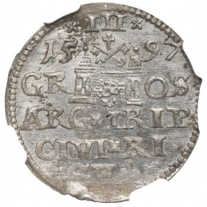 Zygmunt III Waza, Trojak 1597, Ryga - NGC MS63