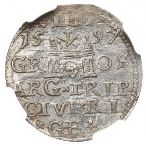 Žigmund III Vasa, Trojak 1597, Riga - NGC MS63