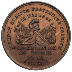 Francja, Medal demonstracji poparcia rewolucjonistów dla Polski 1848