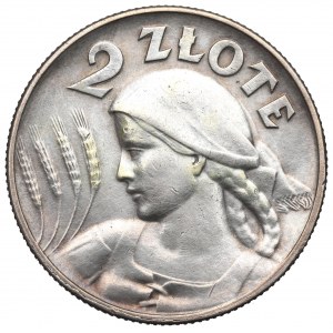 II RP, 2 Zloty 1925 (ohne Punkt), Philadelphia Frau und Ohren