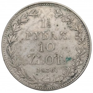 Poland under Russia, Nicholas I, 1-1/2 rouble=10 zloty 1836 MW, Warsaw