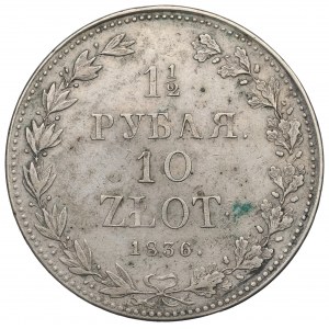 Ruské delenie, Mikuláš I., 1-1/2 rubľa=10 zlotých 1836 MW, Varšava
