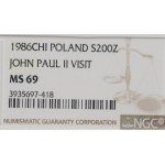 PRL, 200 zloty 1986 John Paul II - Valcambi NGC MS69