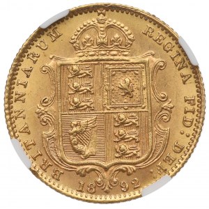 Veľká Británia, 1/2 panovníka 1892 - NGC MS62