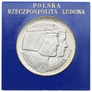 Poľská ľudová republika, 100 zlotých 1966 Mieszko i Dąbrówka - Trial silver