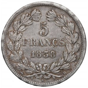 Francie, 5 franků 1838, Rouen
