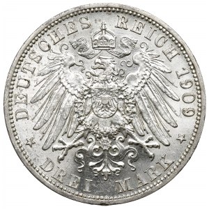 Germany, Prussia, Wilhelm II, 3 mark 1909
