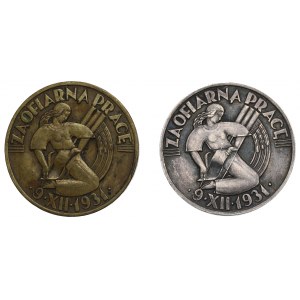 II RP, Súbor odznakov Za obetavú prácu 1931 - Reising striebro a bronz