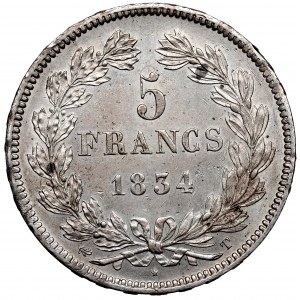 Francúzsko, 5 frankov 1834, Nantes