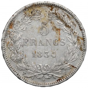 Francja, 5 franków 1834, Lille