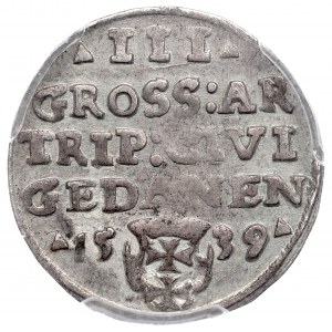 Zikmund I. Starý, Troják 1539, Gdaňsk - PCGS AU53