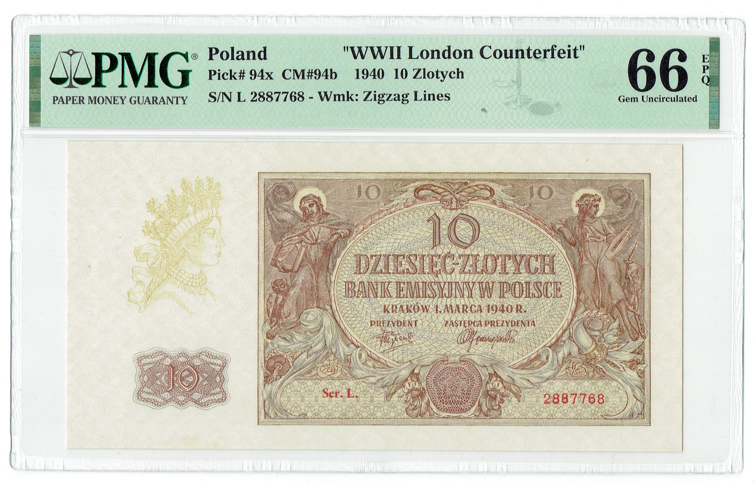 GG 10 Gold 1940 L WWII London Counterfeit PMG 66 EPQ Online GG 10 Gold 1940 L WWII London Counterfeit PMG 66 EPQ Online