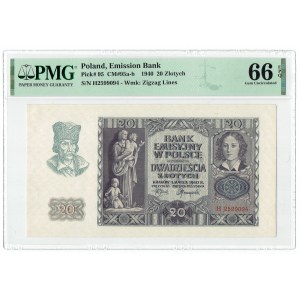 GG, 20 złotych 1940 H - PMG 66EPQ