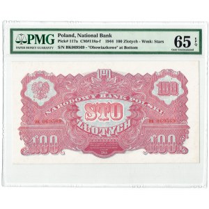 Poľská ľudová republika, 100 zlatých 1944 , ...dlží... BK PMG 65 EPQ