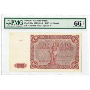 PRL, 100 złotych 1947 F - PMG 66EPQ