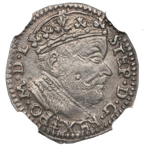 Stefan Batory, Trojak 1585, Wilno - NGC AU55