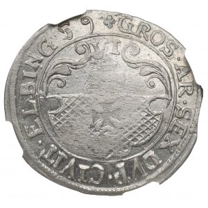 Swedish occupation of Elbing, Carol X, 6 groschen 1659 - NGC AU Details