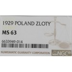 II Republic of Poland, 1 zloty 1929 - NGC MS63