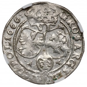 Ján II Kazimír, šiesty z roku 1666, Bydgoszcz - NGC UNC Podrobnosti