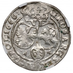 John II Casimir, 6 groschen 1666, Bromberg - NGC UNC Details