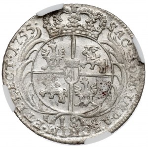 Saxony, Friedrich August II, 18 groschen 1755 - NGC MS64