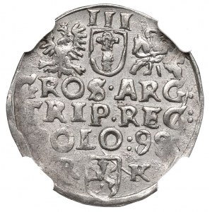 Zygmunt III Waza, Trojak 1598, Wschowa - NIEOPISANA PRZEBITKA 8/98 NGC MS62