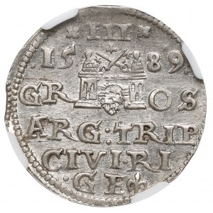 Sigismund III Vasa, Trojak 1589, Riga - unbeschrieben NGC MS62