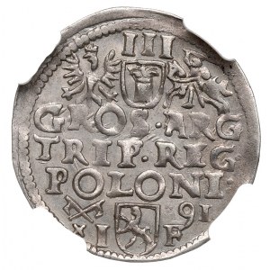 Zygmunt III Waza, Trojak 1591, Poznań - nieopisany NGC UNC Details