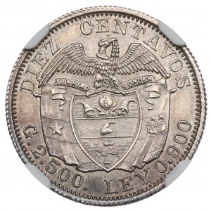 Kolumbia, 10 centavos 1915 - Próba NGC MS62 - RZADKOŚĆ waga regularna !