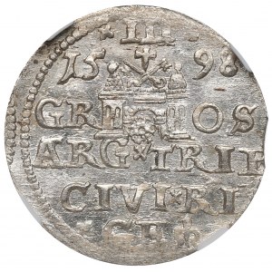 Zygmunt III Waza, Trojak 1598, Ryga - NGC MS65 - WYŚMIENITY