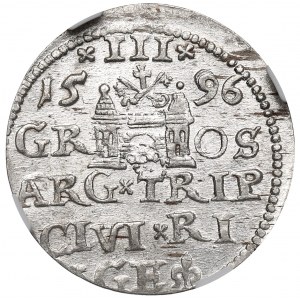 Žigmund III Vasa, Trojak 1596, Riga - NGC MS63