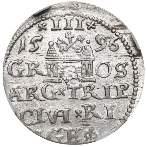 Zygmunt III Waza, Trojak 1596, Ryga - NGC MS63
