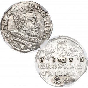 Žigmund III Vasa, Trojak 1596, Vilnius - dátum na vrchu - NGC MS63