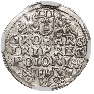 Zygmunt III Waza, Trojak 1596, Poznań - piękny - NGC MS62