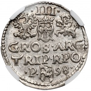 Zikmund III Vasa, Trojak 1598, Poznaň - NGC MS63 - KRÁSNÝ