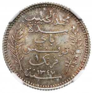 Tunisko, 1 frank 1928 - NGC MS65