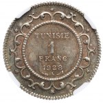 Tunezja, 1 frank 1928 - NGC MS65