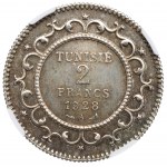 Tunisko, 2 franky 1928 - NGC MS64+