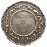 Tunezja, 2 franki 1928 - NGC MS64+