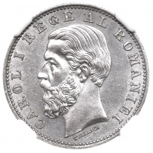 Rumunsko, Karol I., 1 leu 1884 - NGC MS61