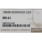 Romania, Carol I, 1 leu 1884 - NGC MS61