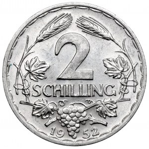 Austria, 2 szylingi 1952 winogrona i kłosy - rzadkość