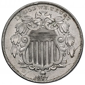 USA, 5 centów 1867 - DESTRUKT