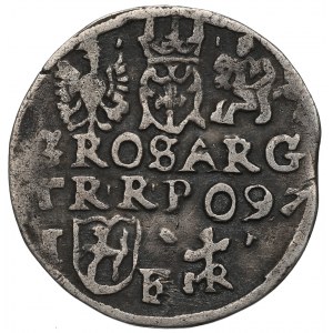 Zygmunt III Waza, Trojak 1597, Lublin - nieopisany monogram Reysnera bez tarczy