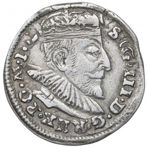 Zygmunt III Waza, Trojak 1592, Wilno - efektowny destrukt